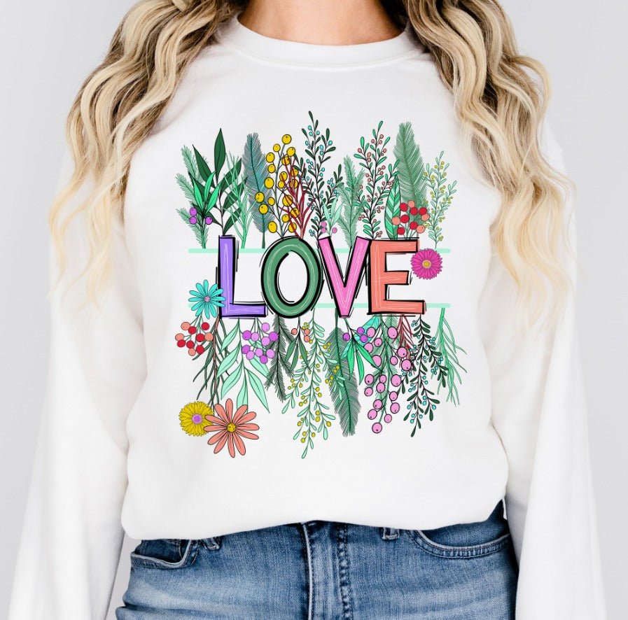 Love Split Floral Long Sleeve Tee