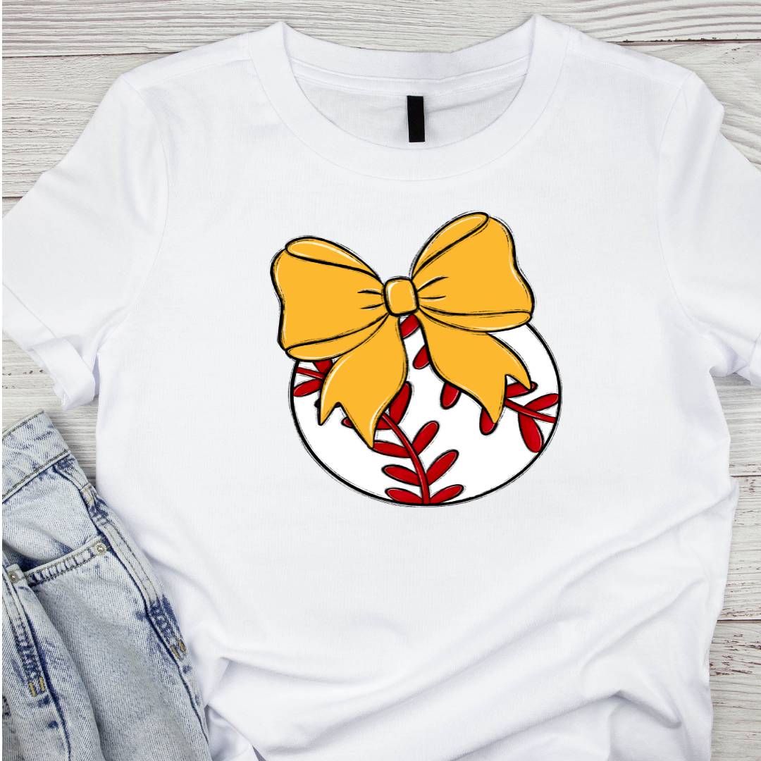 Bow and Ball Baseball Tee