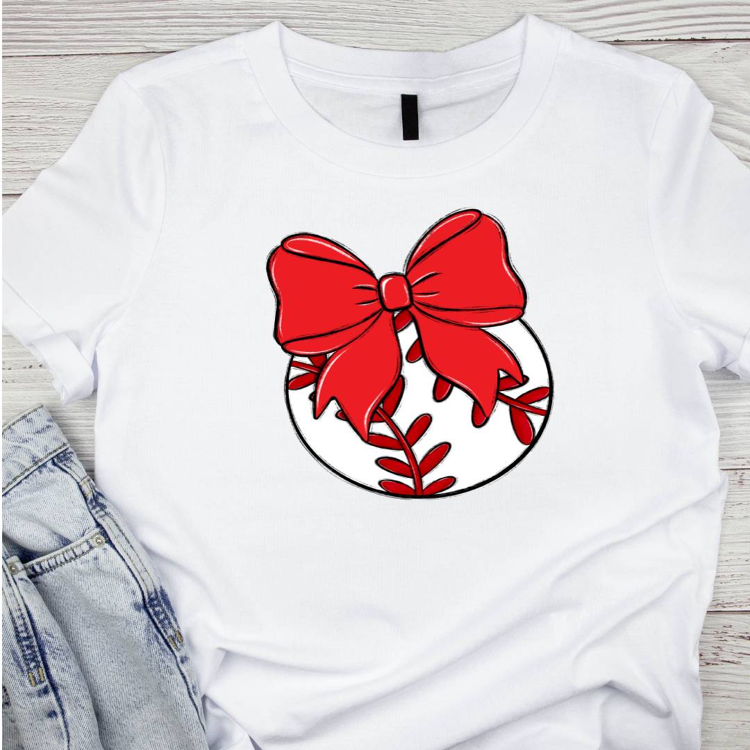 Bow and Ball Baseball Tee