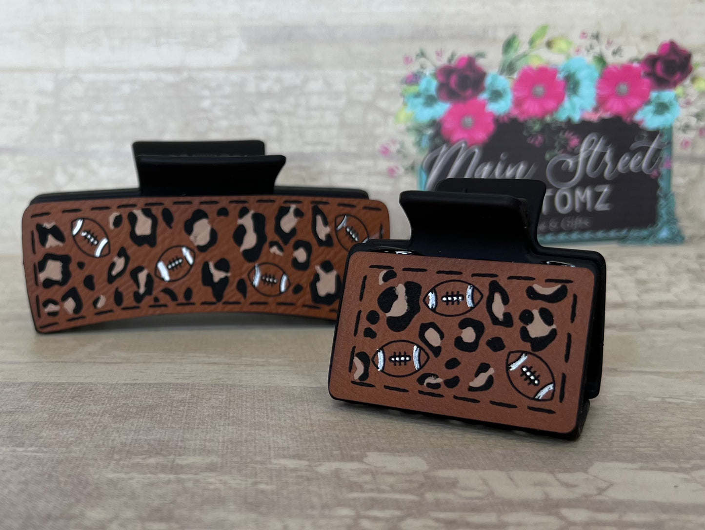 Football Leopard Hair Claw Clip