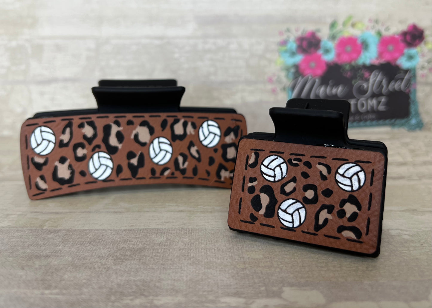 Volleyball Leopard Hair Claw Clip