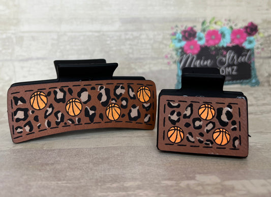 Basketball Leopard Hair Claw Clip