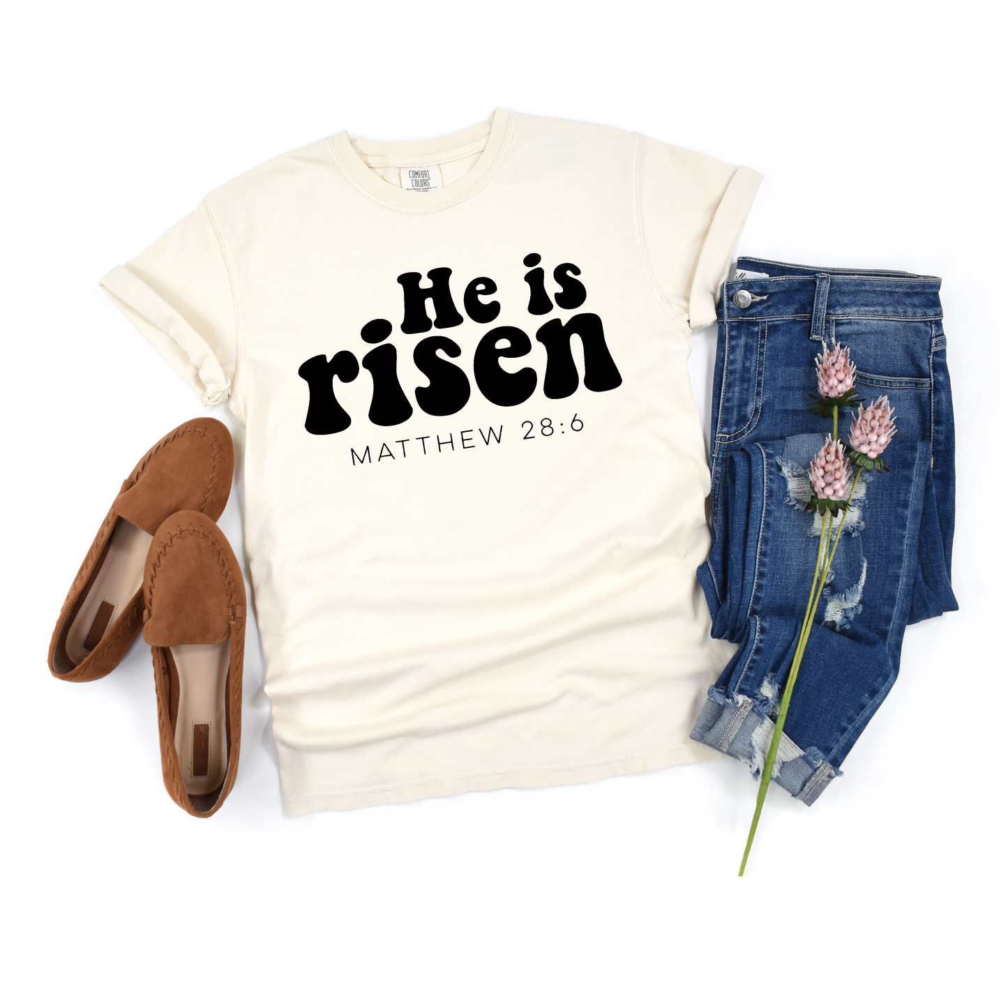 "He is risen" short sleeve tee
