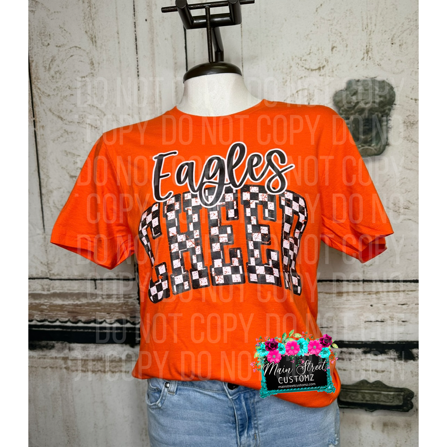 Eagles Cheer Check Tee