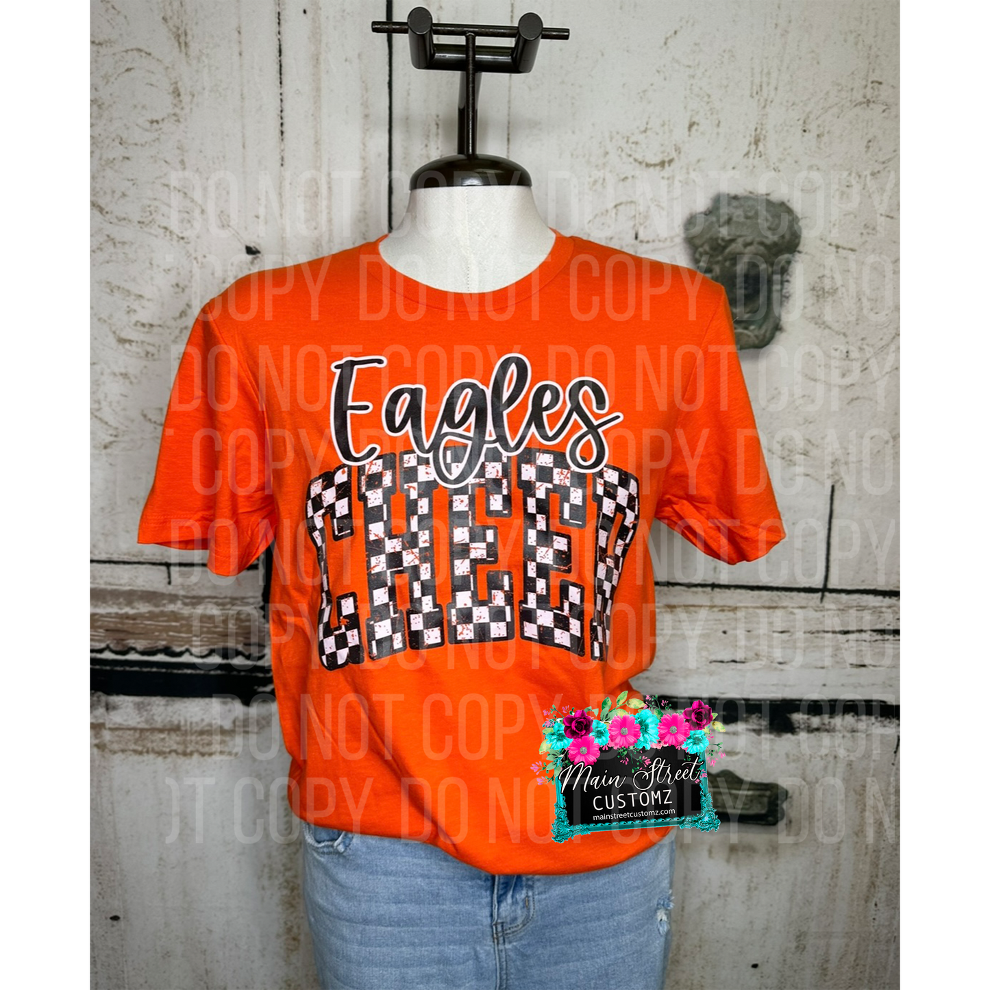 Eagles Cheer Check Tee