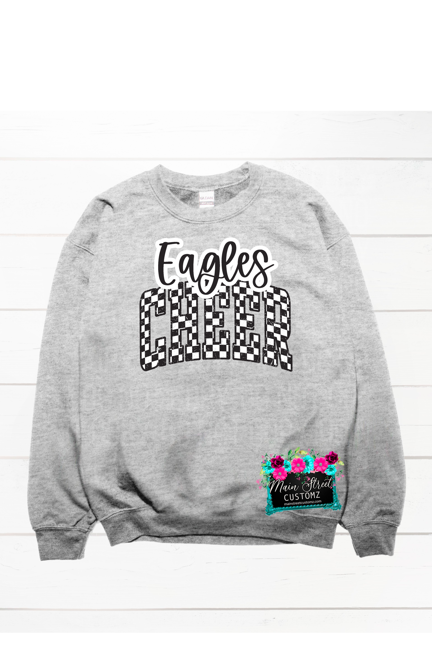 Eagles Cheer Check Crew Neck Sweatshirt Sport Gray